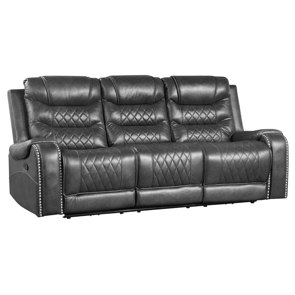 2-Piece Gray Upholstered Manual Reclining Sofa Set X84067