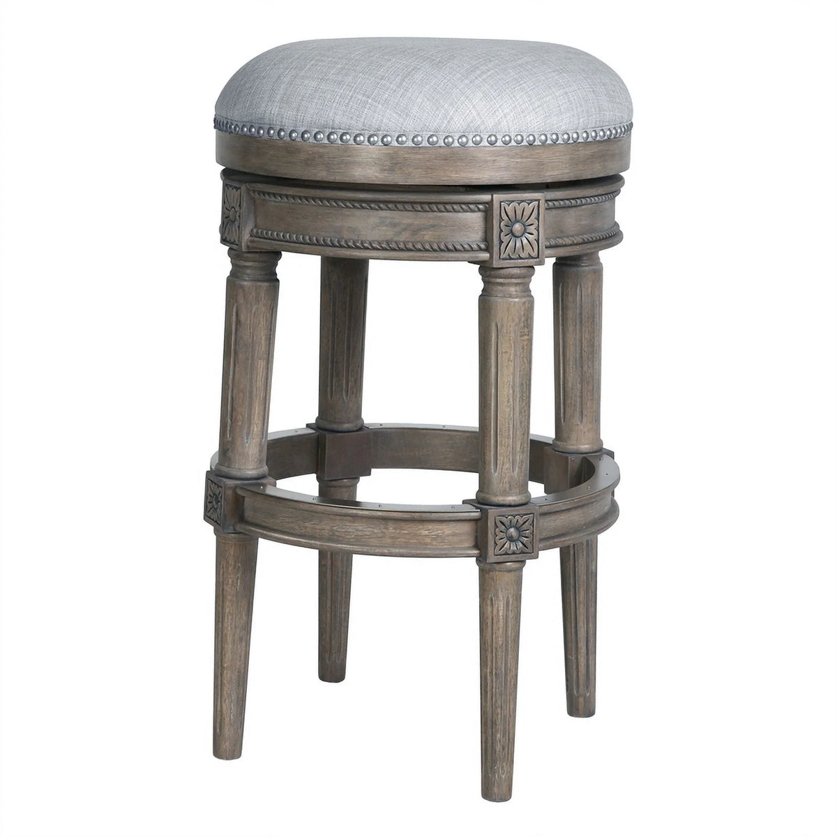 31"H Backless Swivel Bar Stool Weathered Gray N51159