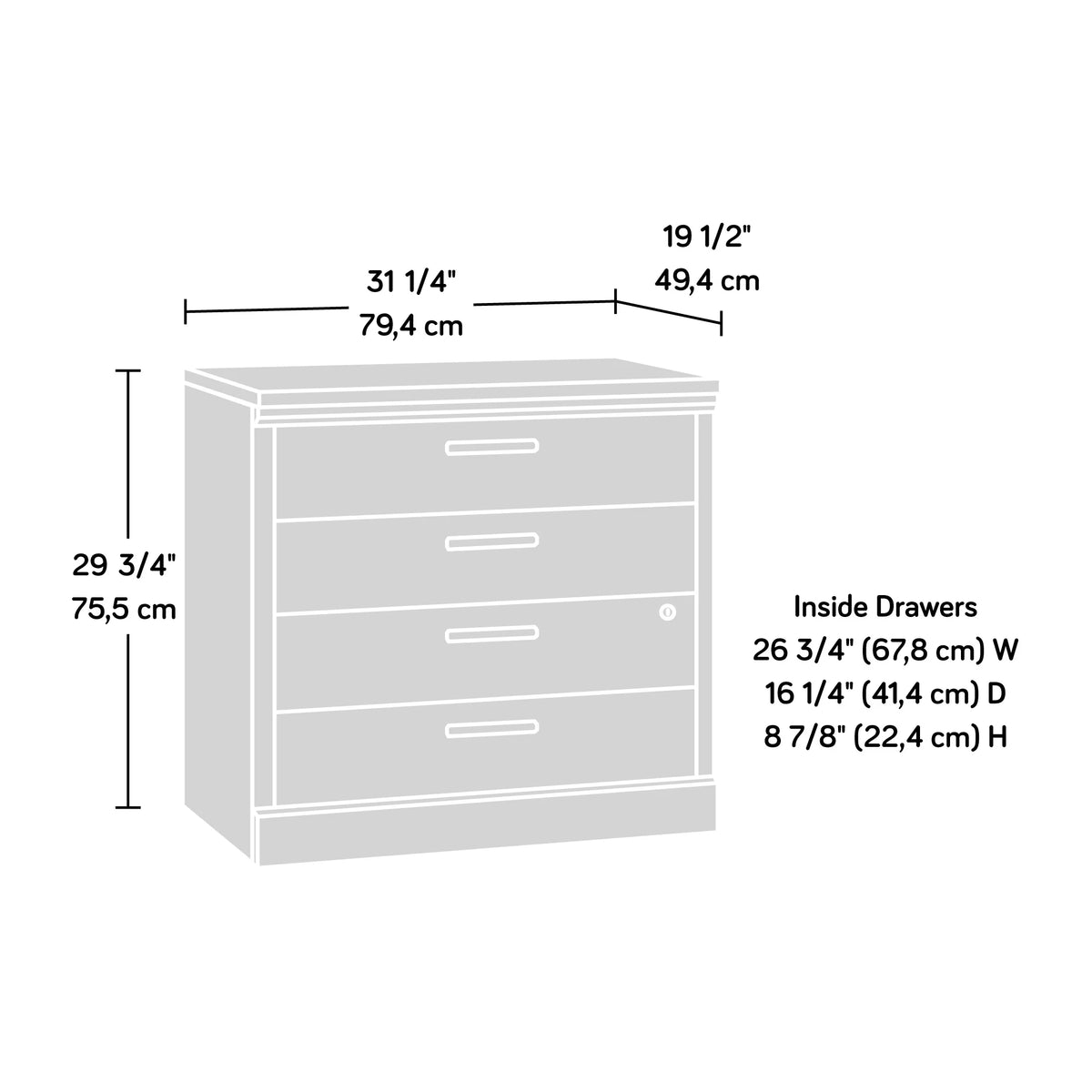 2 Drawer Wooden Lateral File Cabinet with Lock K66750