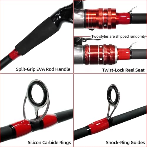 Fishing Rod and Reel Combo, 6 Foot 7 Foot 2-Piece, Fiberglass Carbon Fiber Rod with EVA Handle Z1450