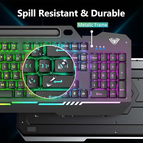 Gaming Keyboard and Mouse Combo with RGB Backlit, All-Metal Panel, Anti-Ghosting, USB Wired S38703