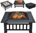 32in Square Metal Fire Pit Table A7034