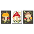 Red Toadstool Wall Art and Kitchen Room Decor Set of 3 Prints C54336