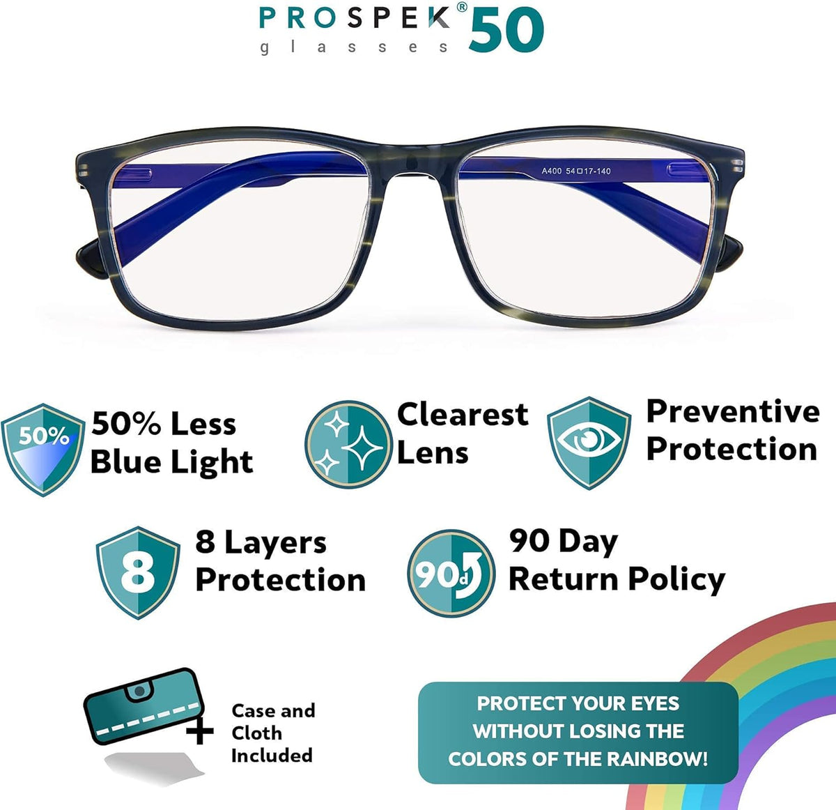 Blue Light Blocking Computer Glasses, Granite, Anti Glare Clear Lens K120661