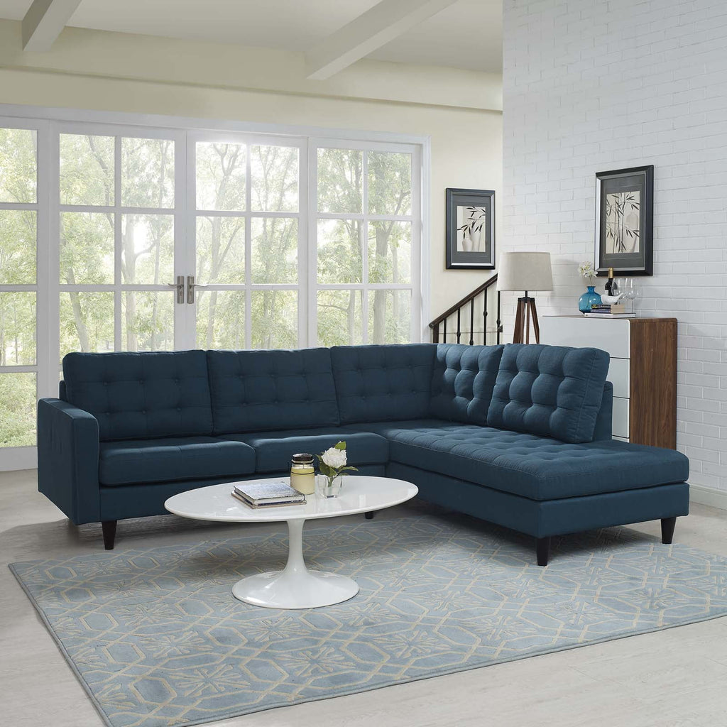 Navy Blue Fabric Sectional Sofa U168155