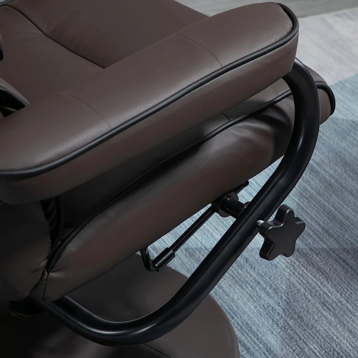 Brown PU Leather Swivel Recliner Chair with Ottoman Z1279