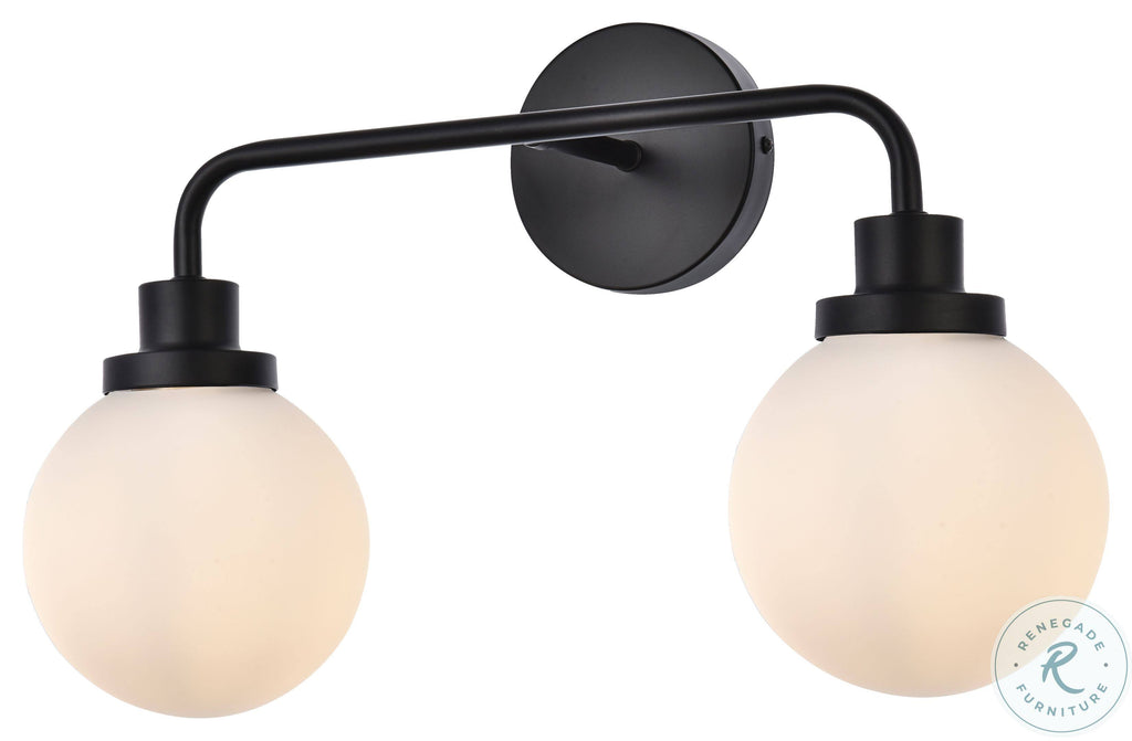 Black 2 Lights Bath Sconce with Frosted Shade O2442