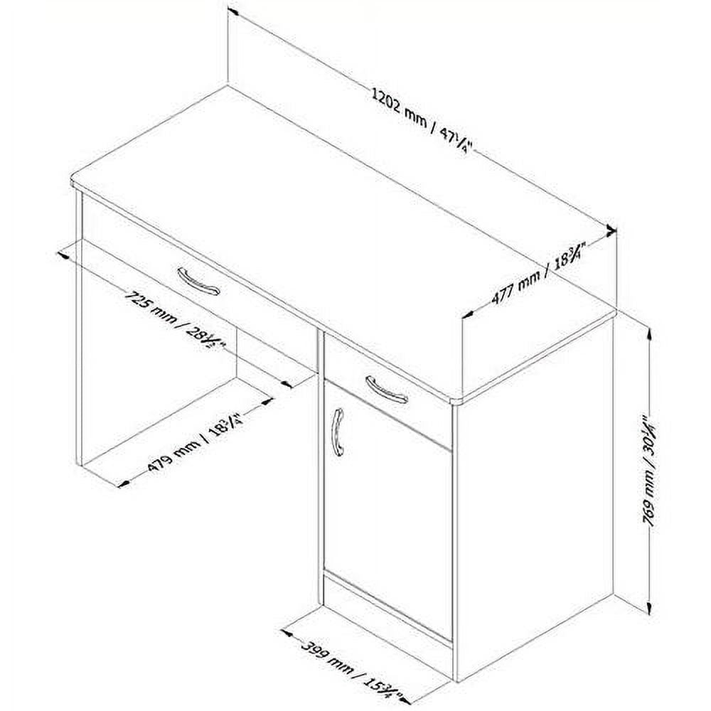 Black Wood Computer Desk with Keyboard Tray and Drawers X543