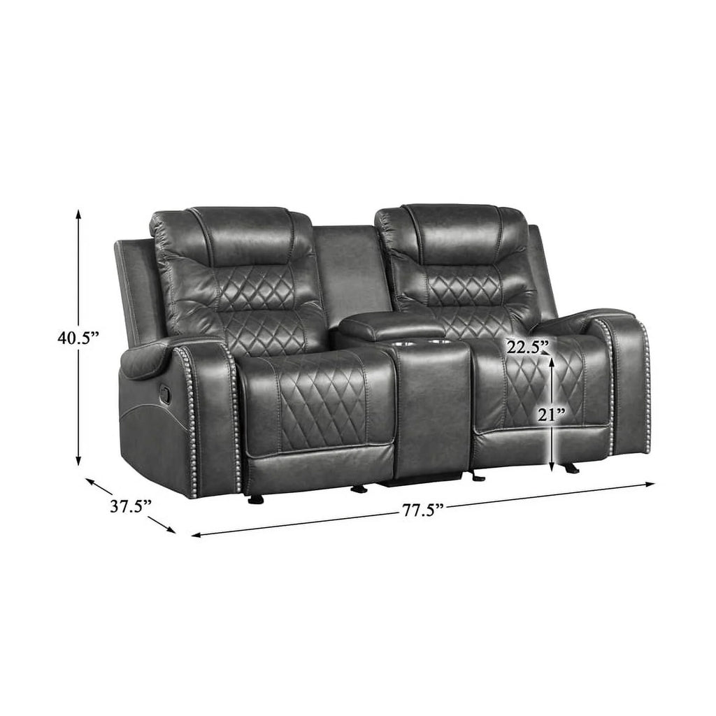 2-Piece Gray Upholstered Manual Reclining Sofa Set X84067
