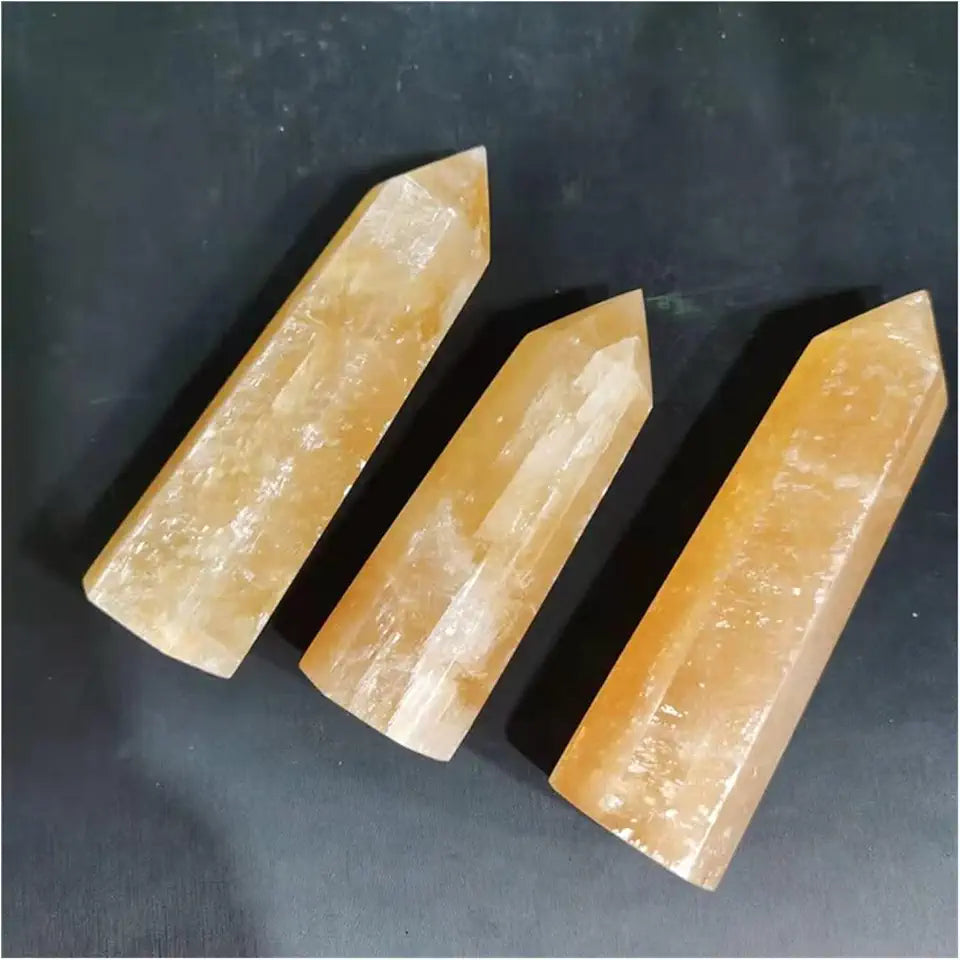 Yellow Calcite Crystal Wand Point X4738