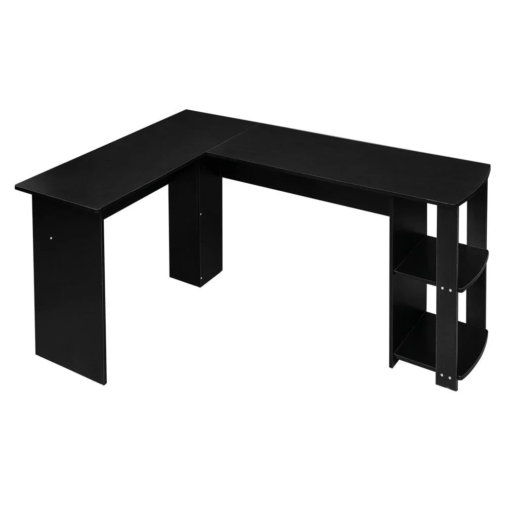 L Shaped Wood Corner Desk with Bookshelves I34616