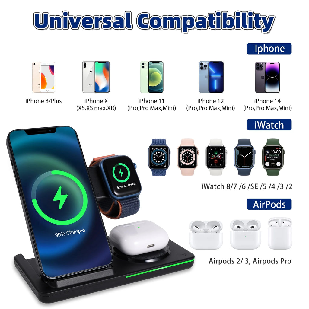 White 18W Foldable Wireless Charging Station X60963