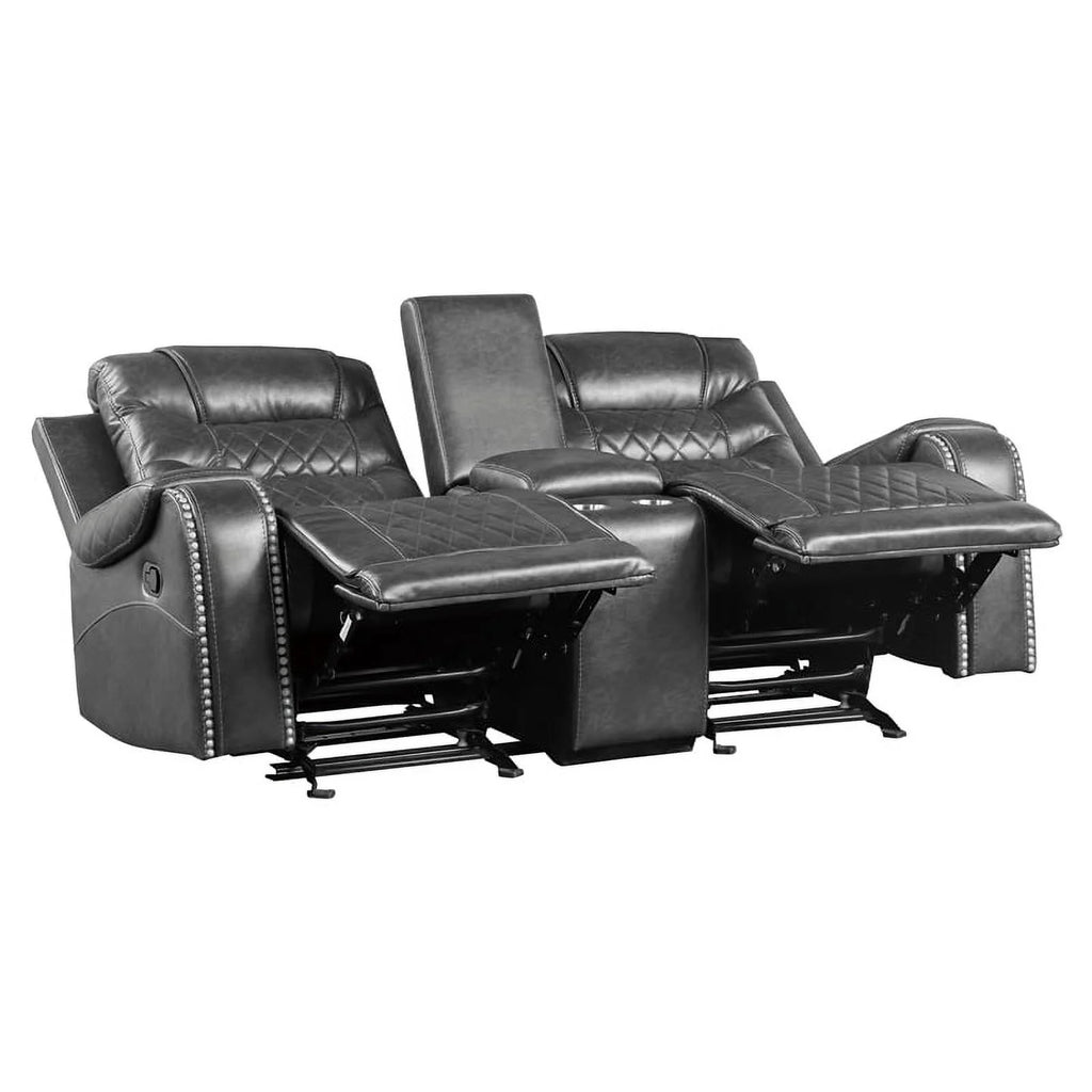 2-Piece Gray Upholstered Manual Reclining Sofa Set X84067