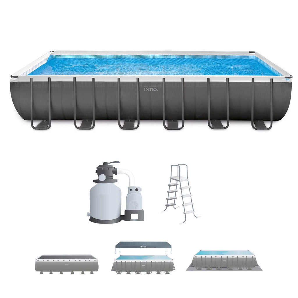 24' x 12' x 52 Rectangular Frame Swimming Pool with Pump E185175