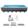 24' x 12' x 52 Rectangular Frame Swimming Pool with Pump E185175