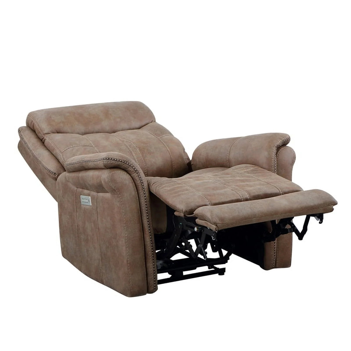 Camel Brown Polyester Faux Suede Leather Power Recliner B724657
