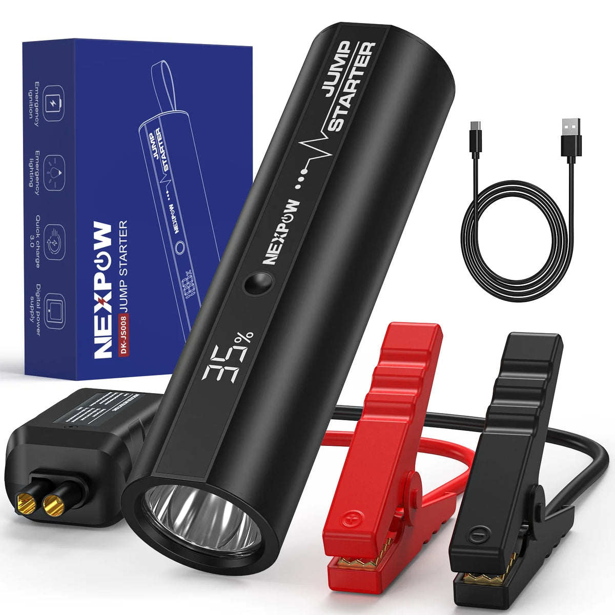 Car Jump Starter with LED Flashlight 2500A Peak 18000mAh Y197874