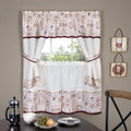 Embellished Kitchen Curtain Cottage Set with Tier Panels, Swag Valance and Tiebacks Q1363