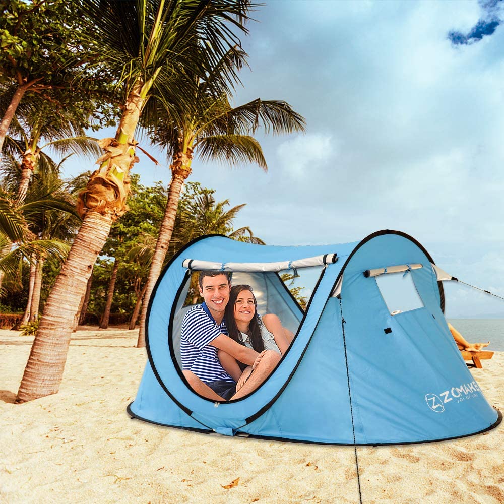 Pop Up Tent 3 4 Person Beach Tent Sun Shelter with UV Protection U711