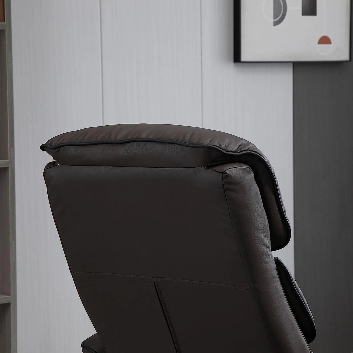 Brown PU Leather Swivel Recliner Chair with Ottoman Z1279