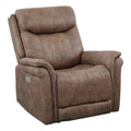 Camel Brown Polyester Faux Suede Leather Power Recliner B724657