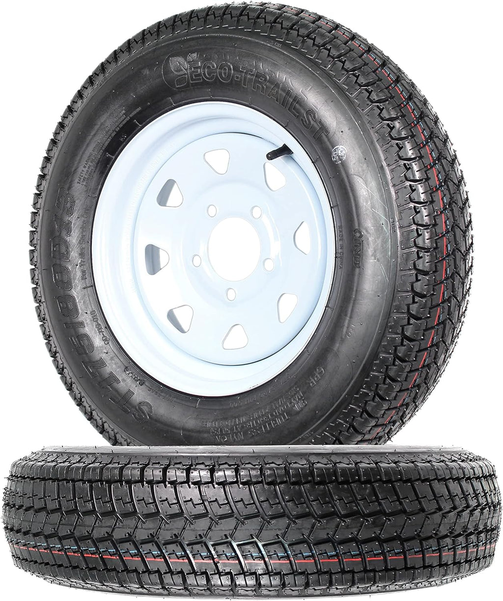 2-Pk Trailer Tire On Rim ST175/80D13 175/80 13 in. LRC 5 Hole White Spoke Wheel I230656