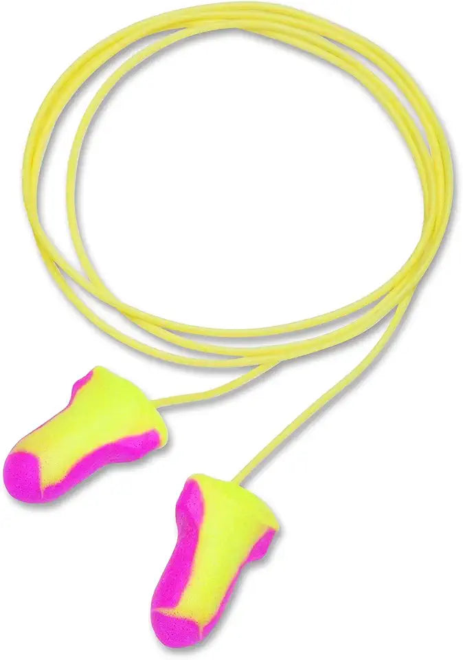 Corded Single-Use Earplugs, 32nrr, Magenta/Yellow, 100 Pairs N5184