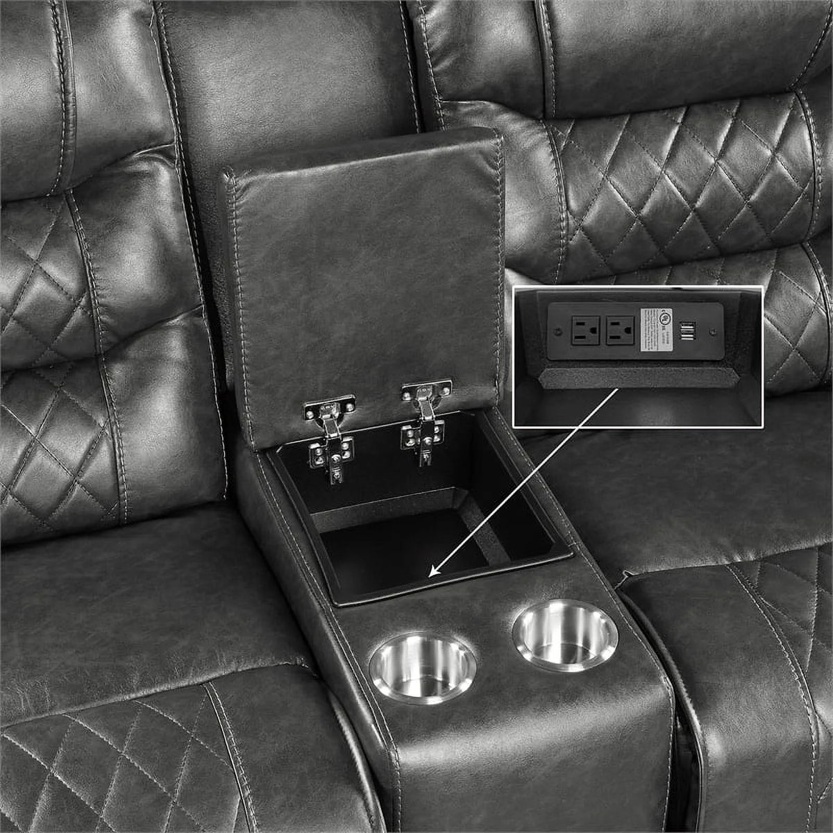 2-Piece Gray Upholstered Manual Reclining Sofa Set X84067