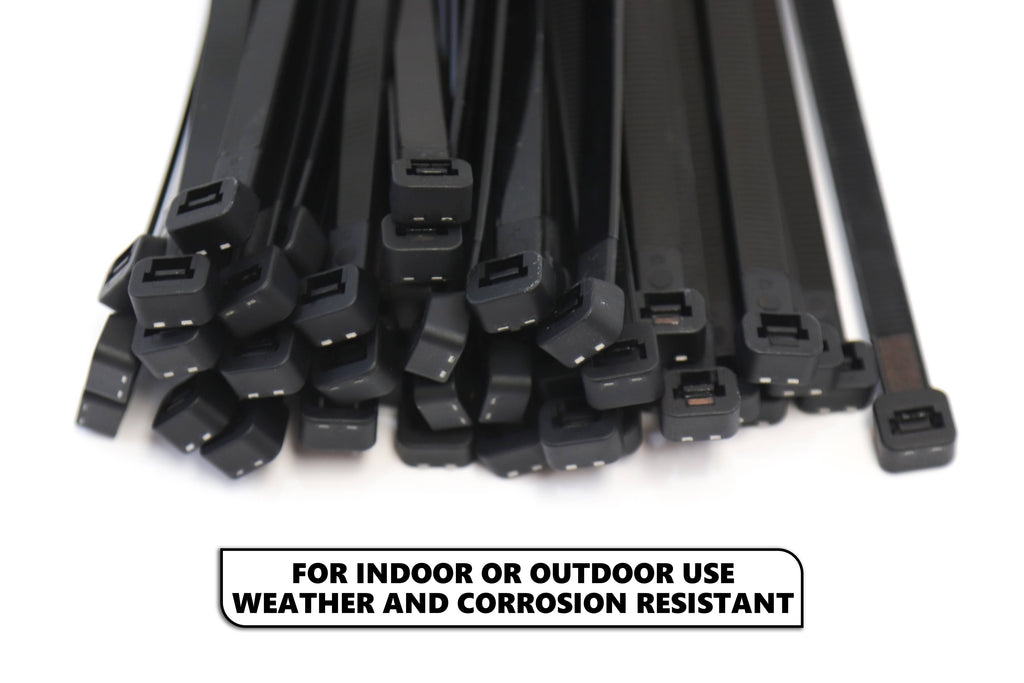 500 Pack Heavy Duty 18 Inches Black Nylon Cable Zip Ties S970