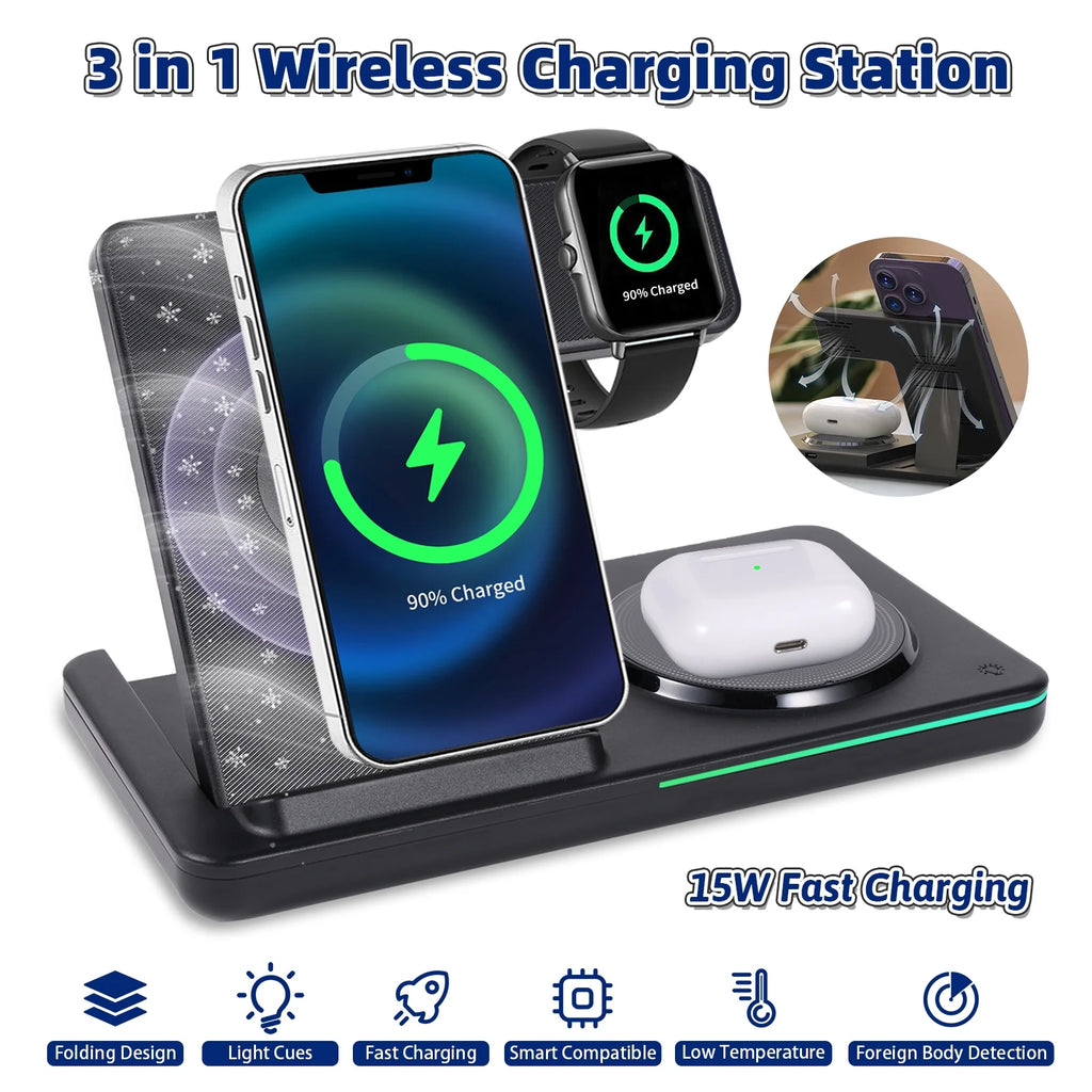 White 18W Foldable Wireless Charging Station X60963