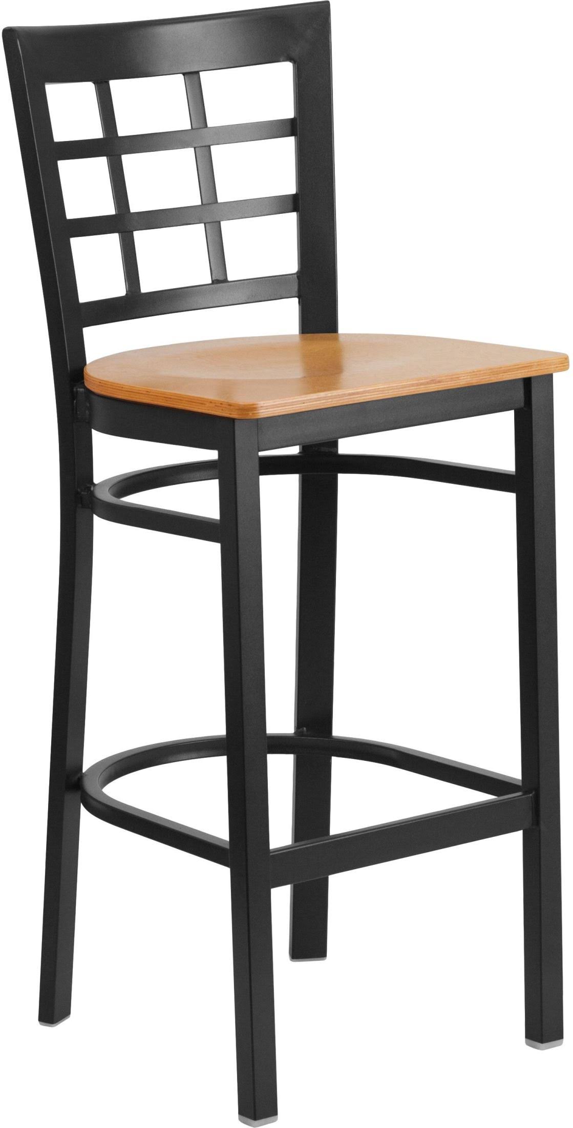 Black Metal Barstool with Natural Wood Seat T951122
