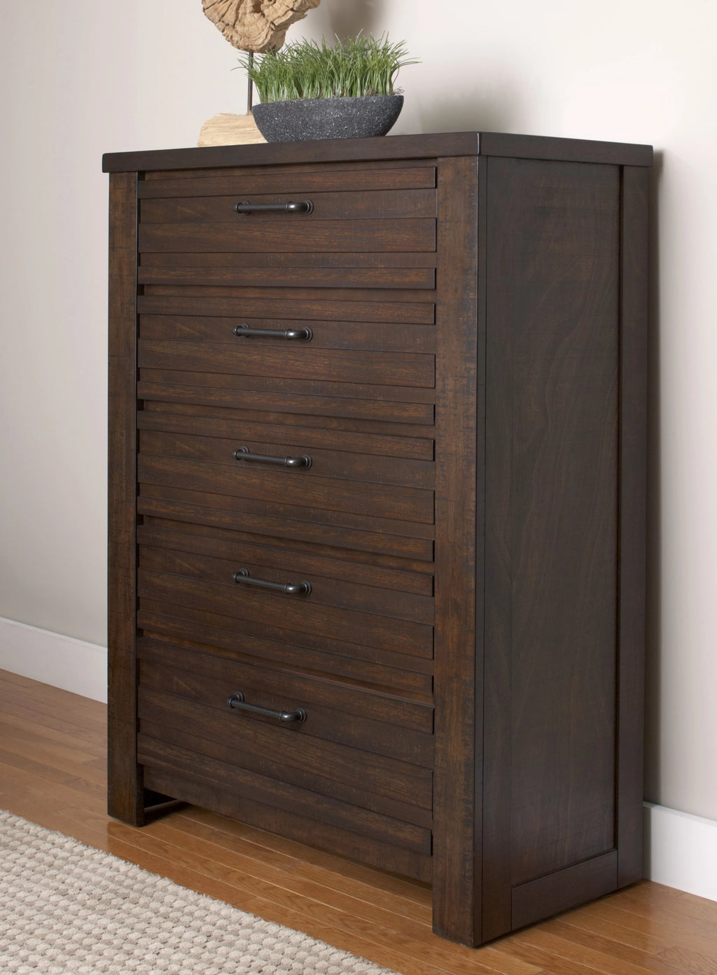 Espresso Wood Bedroom Set with King Bed Dresser Mirror Nightstand Chest Y5257