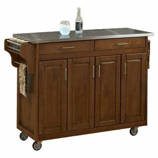 Stainless Top Kitchen Cart in Cottage Oak Y64319
