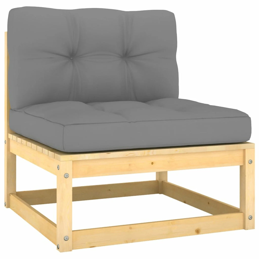 11 Piece Patio Lounge Set with Gray Cushion Pinewood Sectional Outdoor Furniture Set N44132
