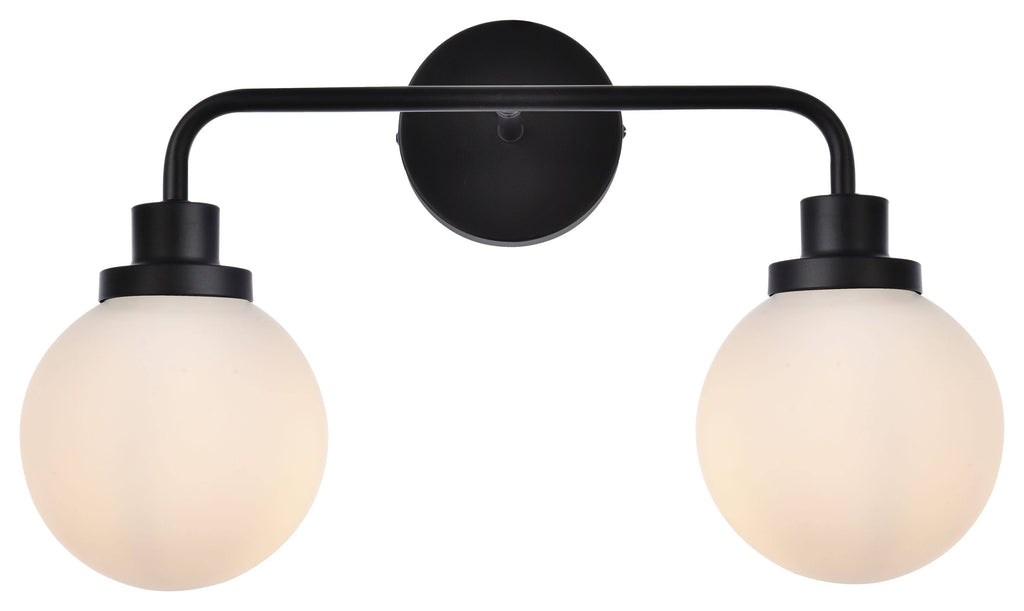 Black 2 Lights Bath Sconce with Frosted Shade O2442