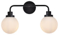 Black 2 Lights Bath Sconce with Frosted Shade O2442