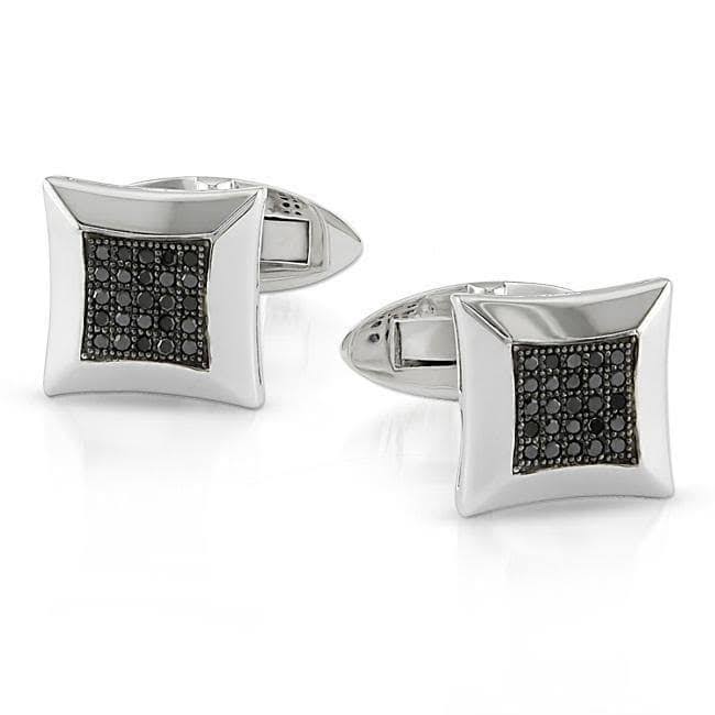 Sterling Silver Black Diamond Cuff Links P126