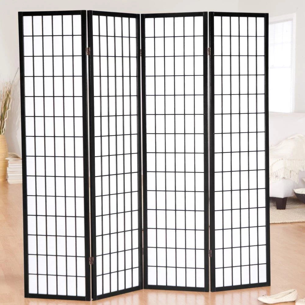 4 Panels Wood Shoji Room Divider Screen B242027