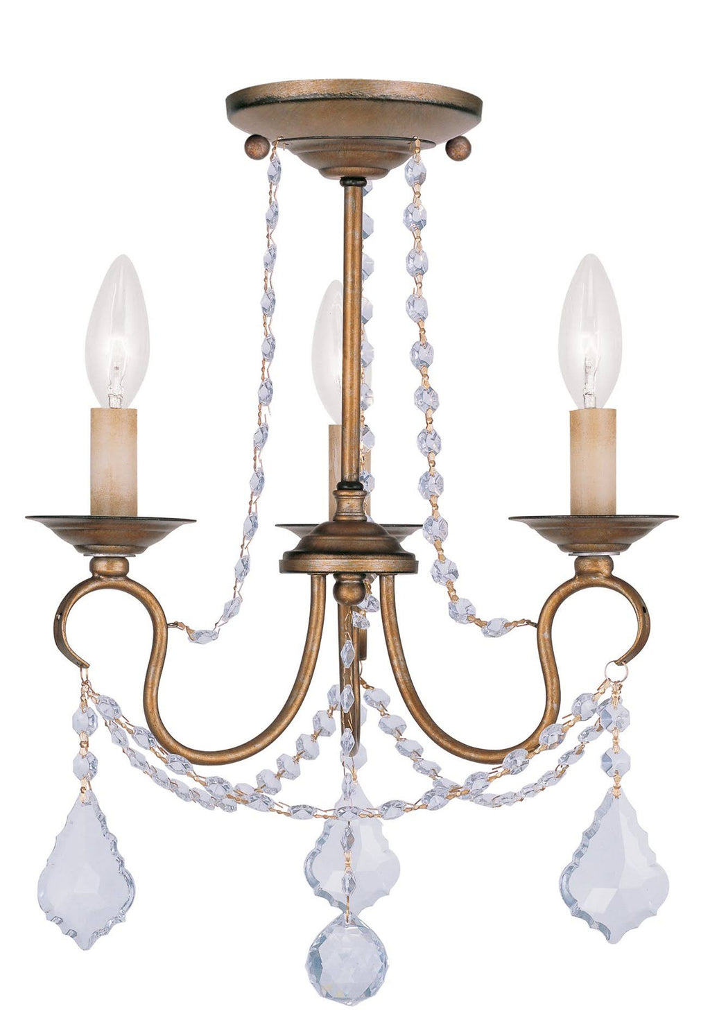 Antique Gold Leaf 3 Light Convertible Chain Hang/Ceiling Mount G349187
