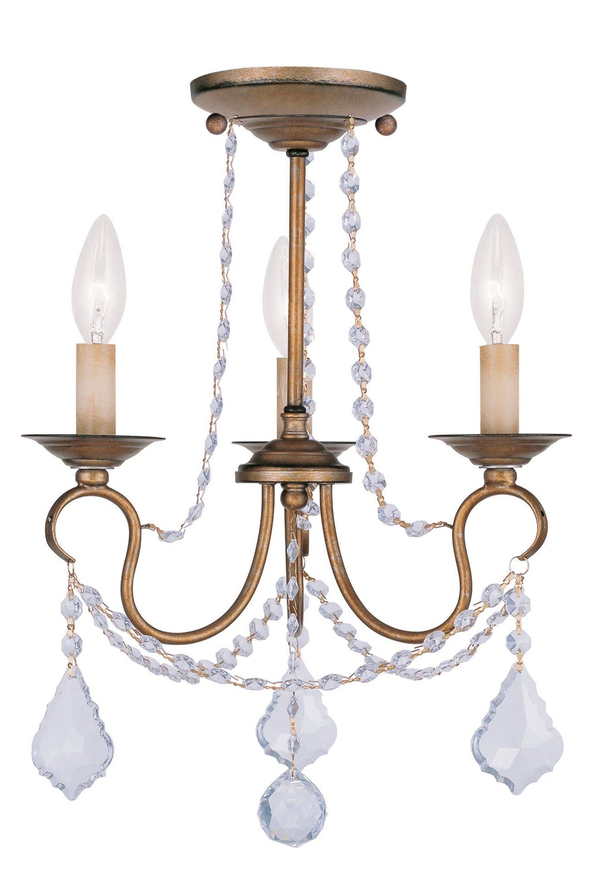 Antique Gold Leaf 3 Light Convertible Chain Hang/Ceiling Mount G349187