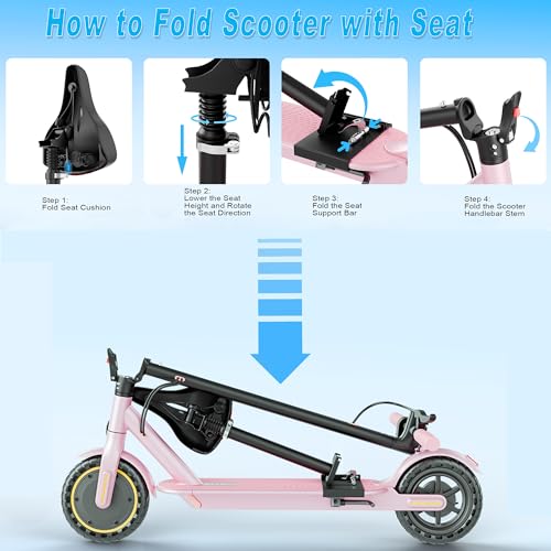 Folding Electric Scooter with Seat, 350W Motor, 8.5" Tire, 19MPH, 21Mile Range B812222