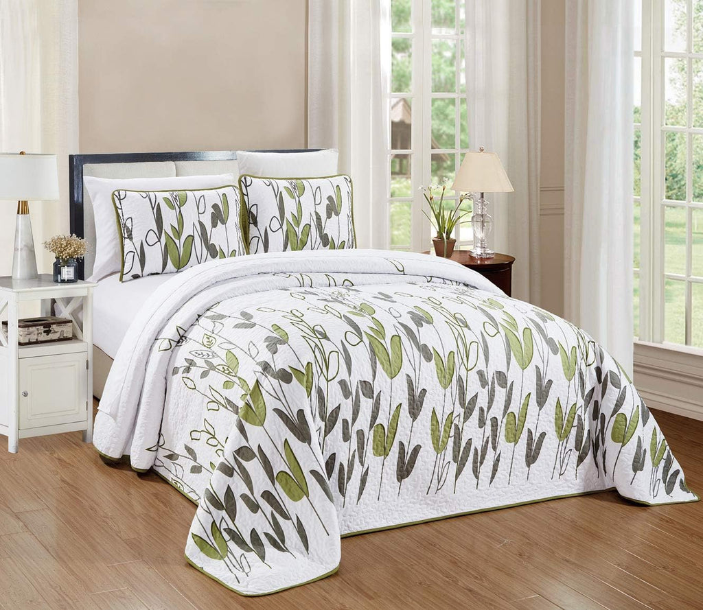 3-Piece Oversize Quilt Set Reversible Bedspread Coverlet Cal King Size O90140