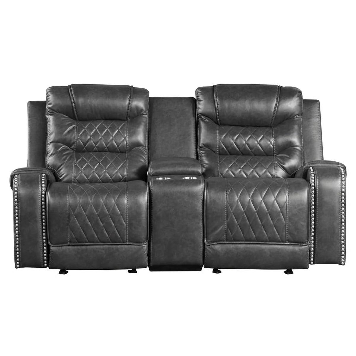 2-Piece Gray Upholstered Manual Reclining Sofa Set X84067