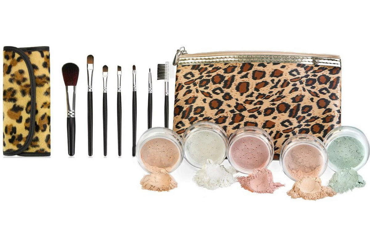 Beige Leopard Makeup Brush Set O48293