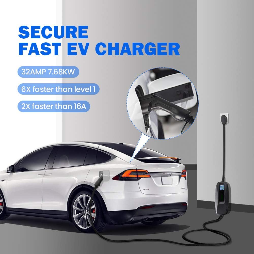 Portable Level 2 Electric Vehicle Charger, NEMA 14-50 26ft Cable D388415