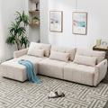Beige Chenille L Shaped Sectional Sofa with Ottoman A770980