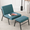 Green Linen Accent Chair with Ottoman I2378