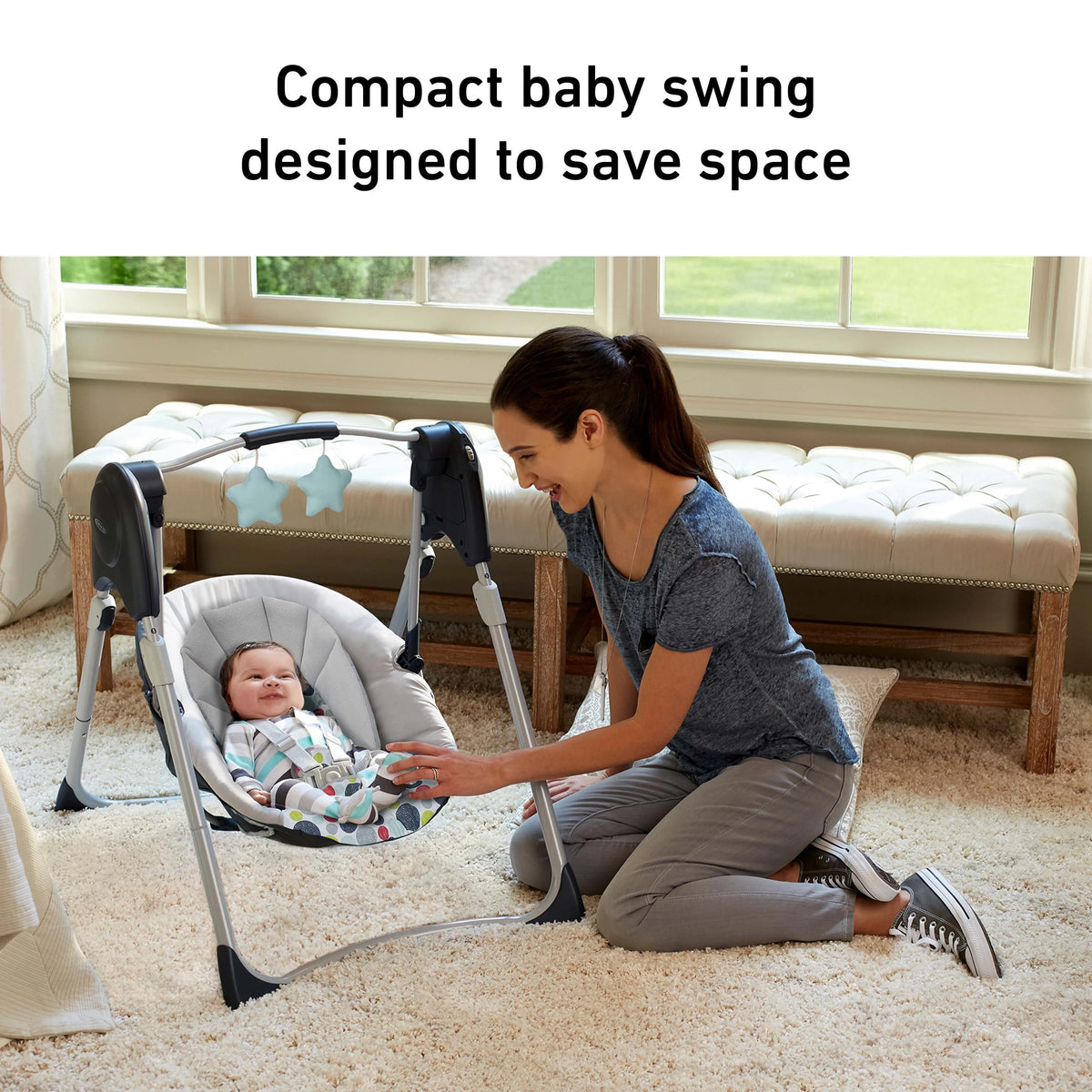 Compact Baby Swing, Gray, Infant K67572