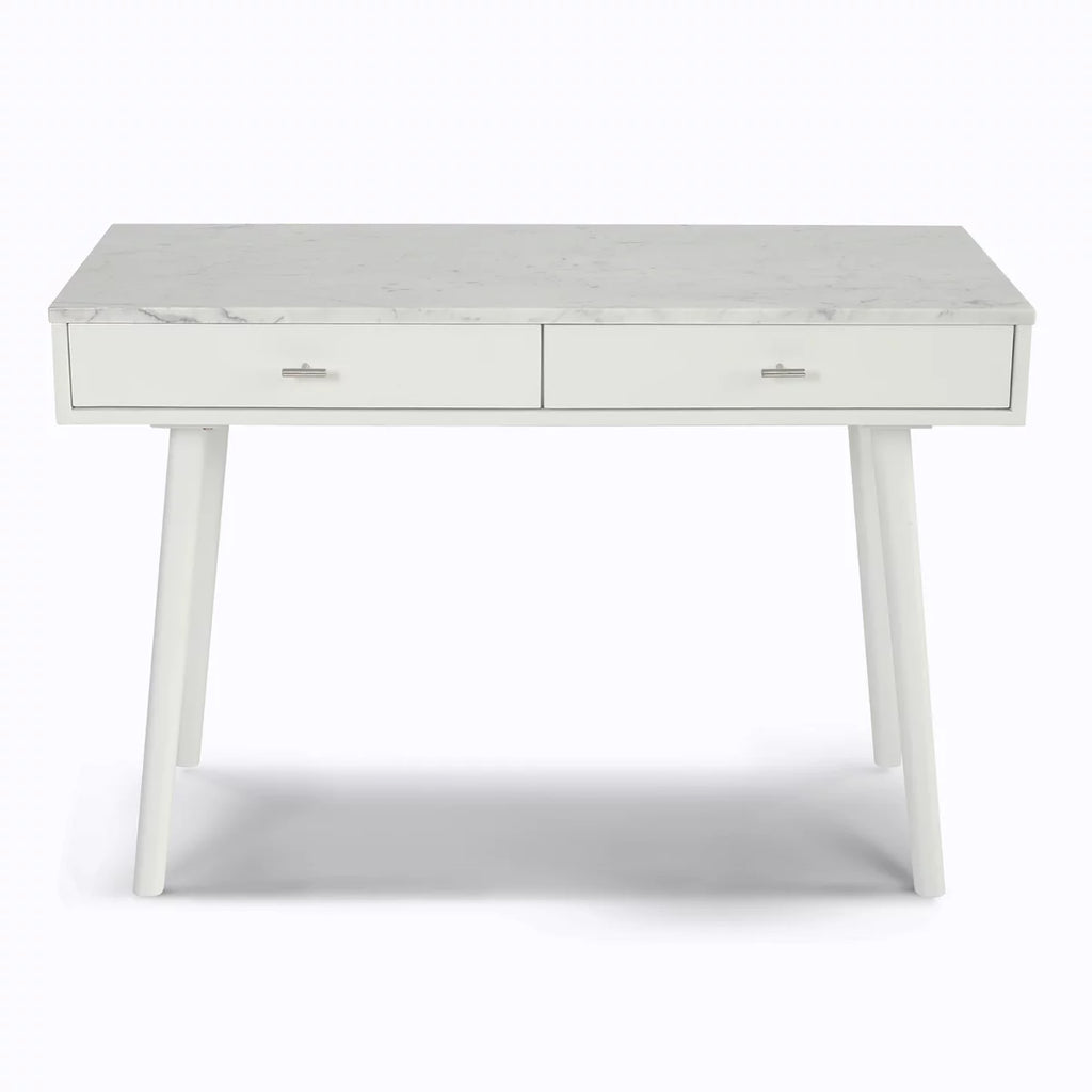 White Rectangular Marble Top Writing Desk U5161