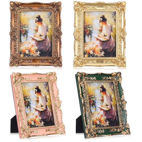 4 Pcs Vintage 4x6 Oval Ornate Picture Frame Set G69394